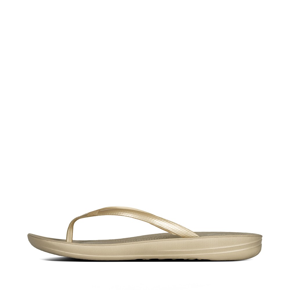 Fitflop Womens Flip-flops Gold - Iqushion Ergonomic - IQ1493780